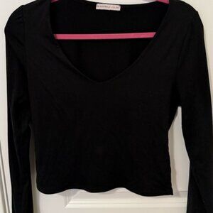 Black V-Neck Crop Top